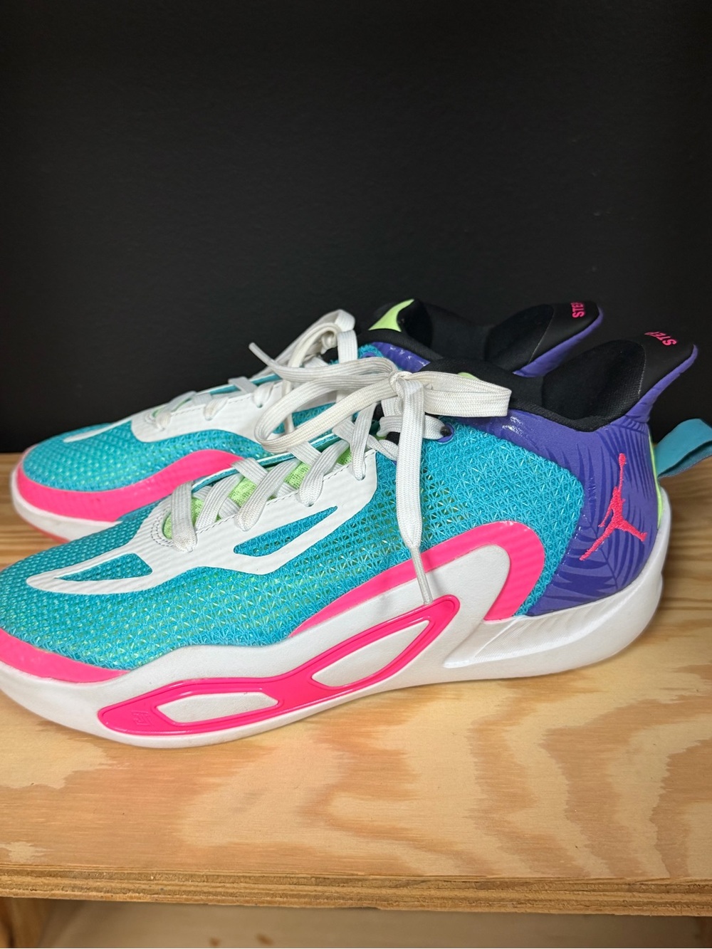 Jordan Kids Teal Pink Purple Athletic Sneakers